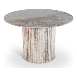 Bowery Hill Contemporary Cream Handcrafted Genuine Marble Dining Table