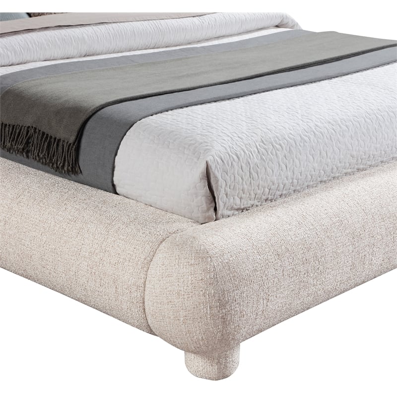 Bowery Hill Contemporary Rich Beige Fabric Upholstered Queen Bed