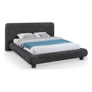 Bowery Hill Contemporary Rich Black Fabric Upholstered King Bed