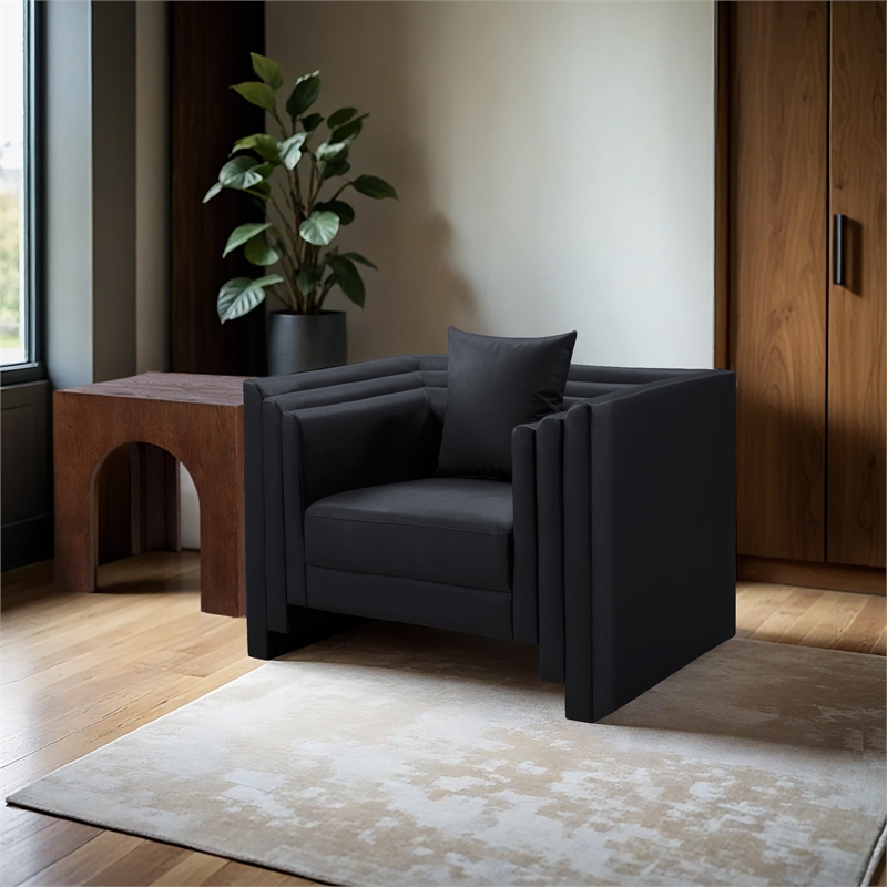 Bowery Hill Contemporary Black Vegan Leather Upholstered Chair