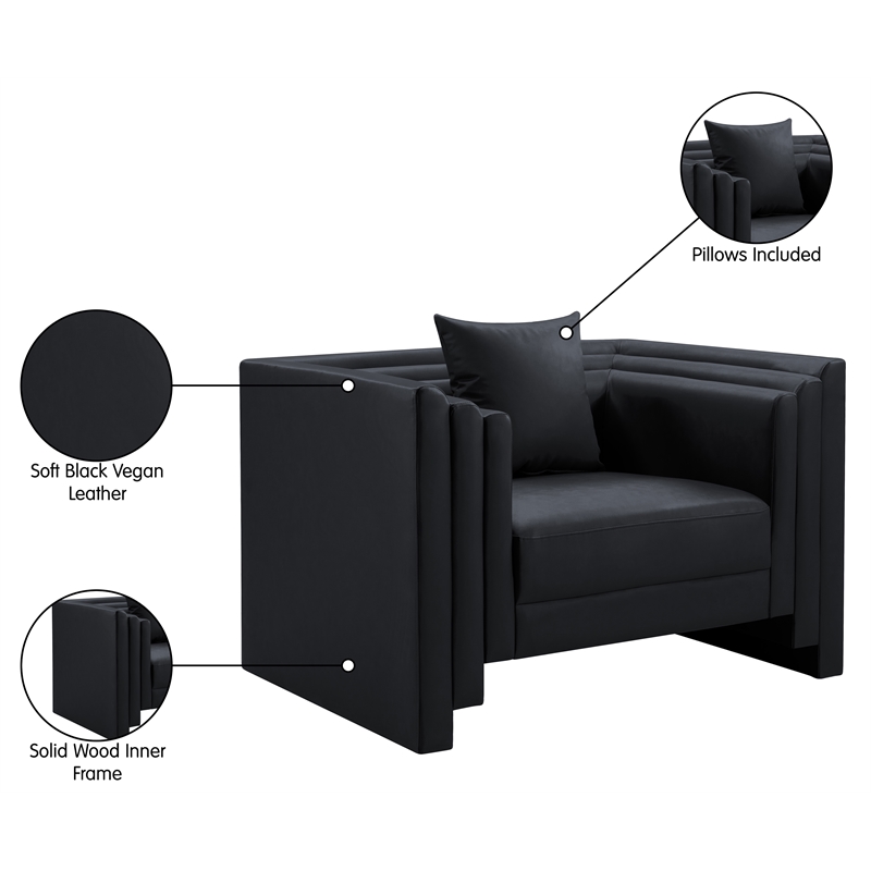 Bowery Hill Contemporary Black Vegan Leather Upholstered Chair