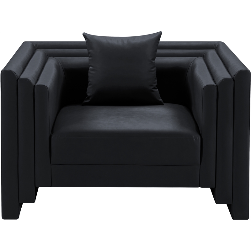 Bowery Hill Contemporary Black Vegan Leather Upholstered Chair
