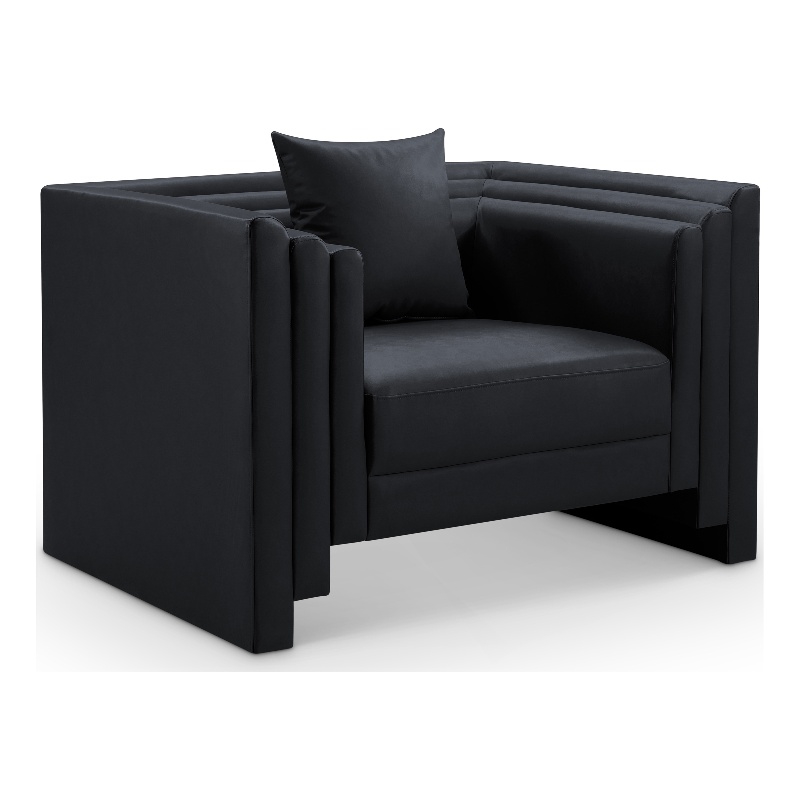 Bowery Hill Contemporary Black Vegan Leather Upholstered Chair