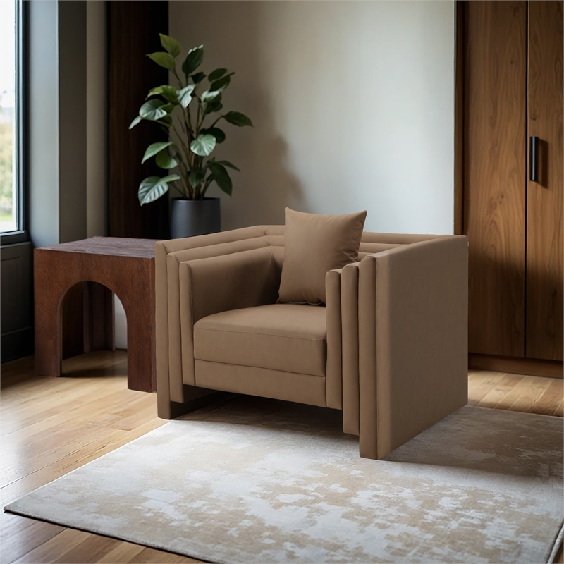 Bowery Hill Contemporary Brown Vegan Leather Upholstered Chair
