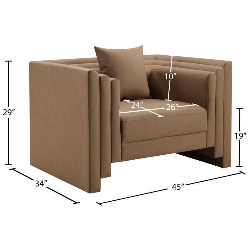 Bowery Hill Contemporary Brown Vegan Leather Upholstered Chair