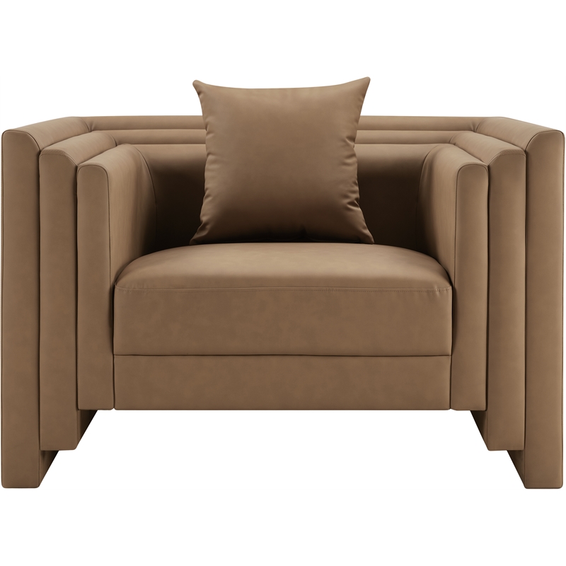 Bowery Hill Contemporary Brown Vegan Leather Upholstered Chair