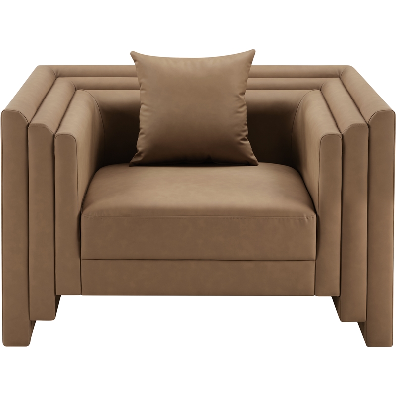 Bowery Hill Contemporary Brown Vegan Leather Upholstered Chair