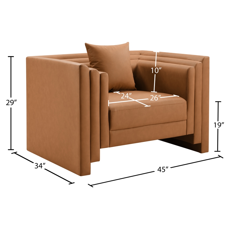 Bowery Hill Contemporary Cognac Vegan Leather Upholstered Chair