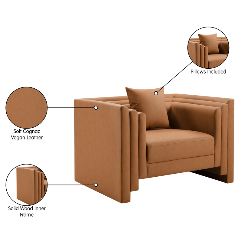 Bowery Hill Contemporary Cognac Vegan Leather Upholstered Chair