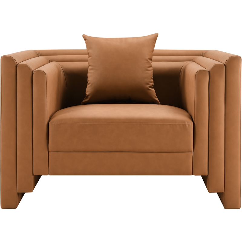 Bowery Hill Contemporary Cognac Vegan Leather Upholstered Chair