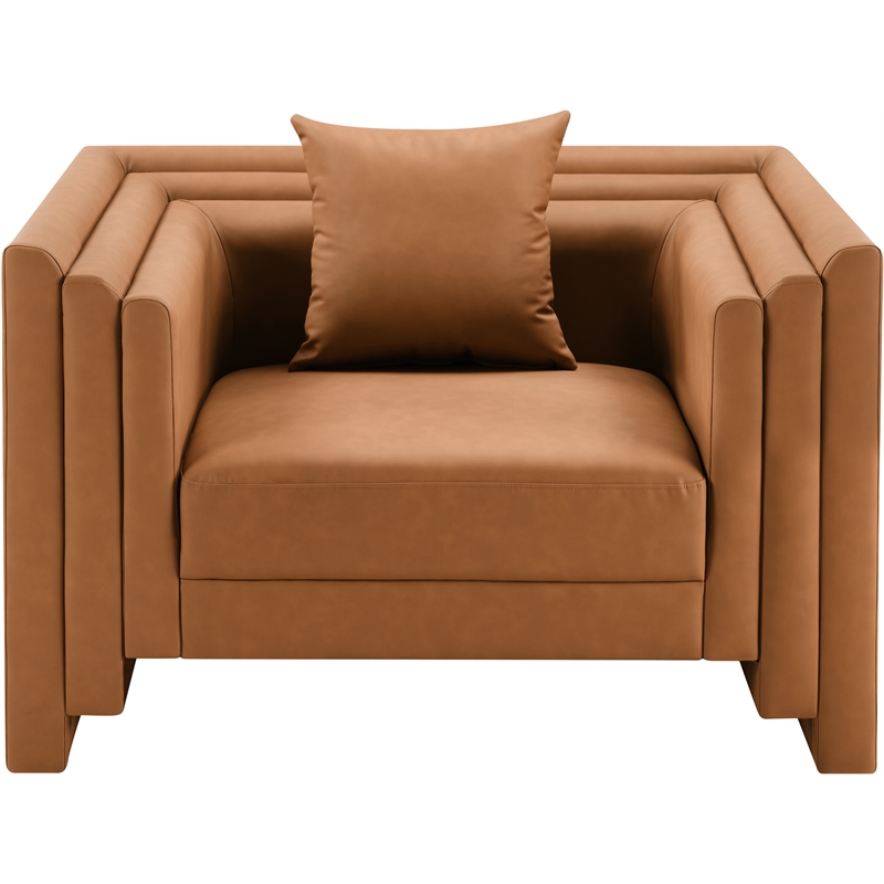 Bowery Hill Contemporary Cognac Vegan Leather Upholstered Chair