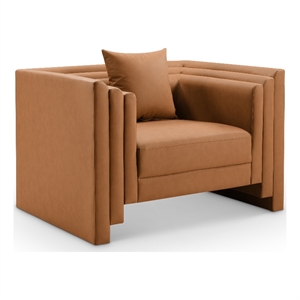 Bowery Hill Contemporary Cognac Vegan Leather Upholstered Chair