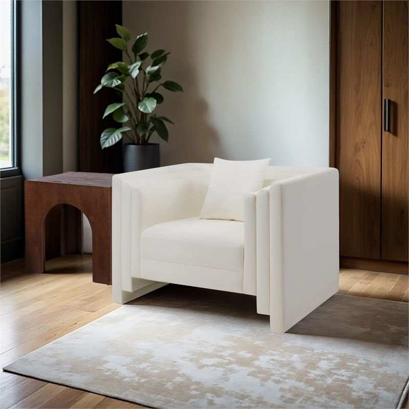 Bowery Hill Contemporary Cream Vegan Leather Upholstered Chair