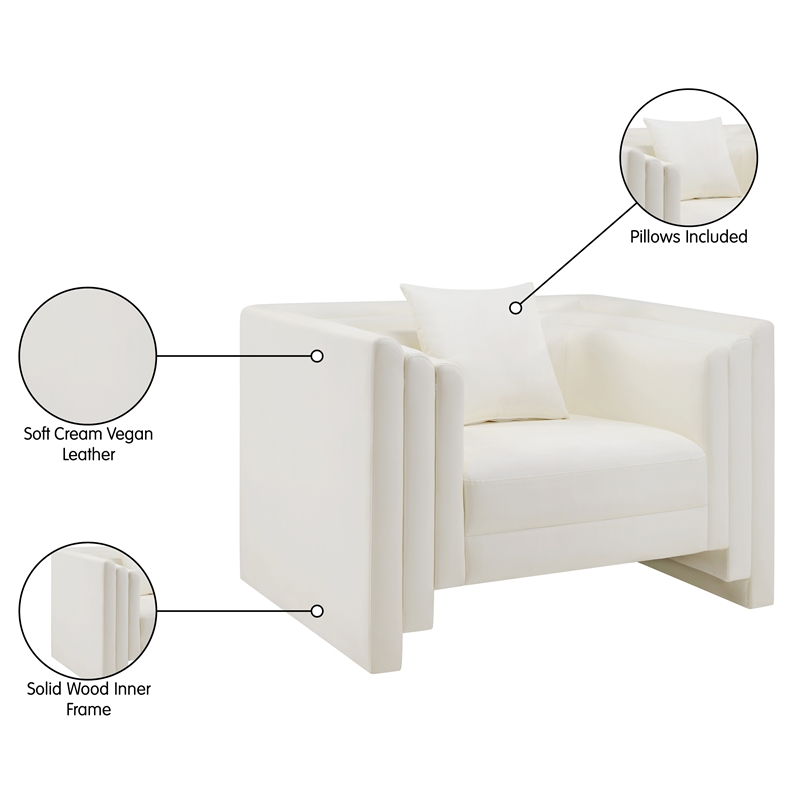 Bowery Hill Contemporary Cream Vegan Leather Upholstered Chair