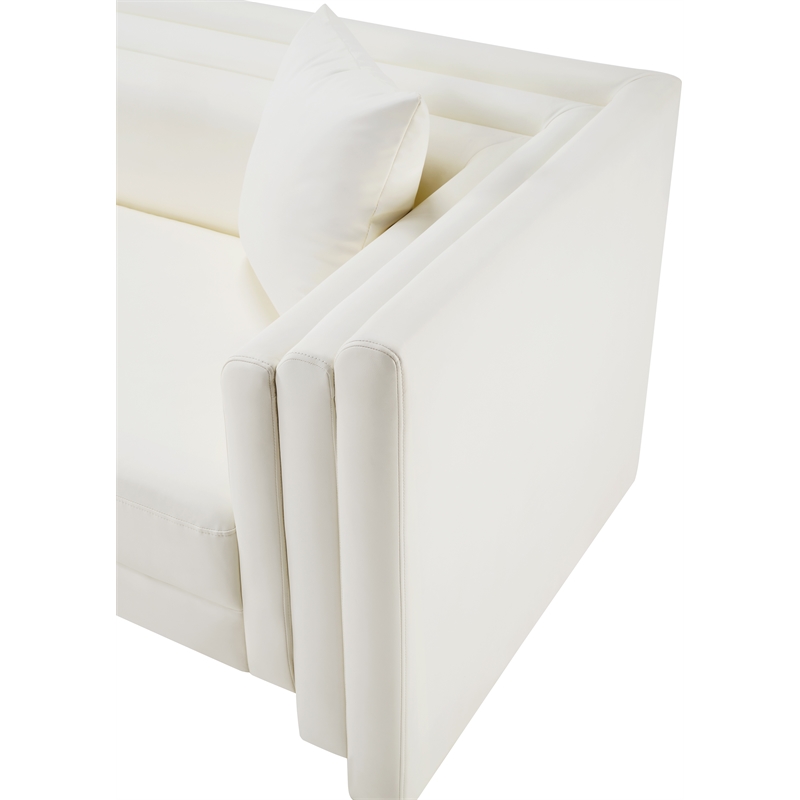 Bowery Hill Contemporary Cream Vegan Leather Upholstered Chair