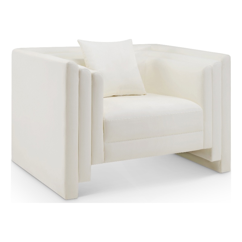 Bowery Hill Contemporary Cream Vegan Leather Upholstered Chair