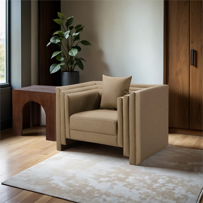 Bowery Hill Contemporary Tan Vegan Leather Upholstered Chair