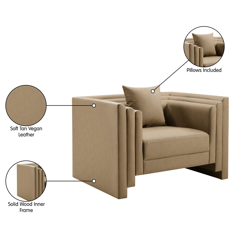 Bowery Hill Contemporary Tan Vegan Leather Upholstered Chair