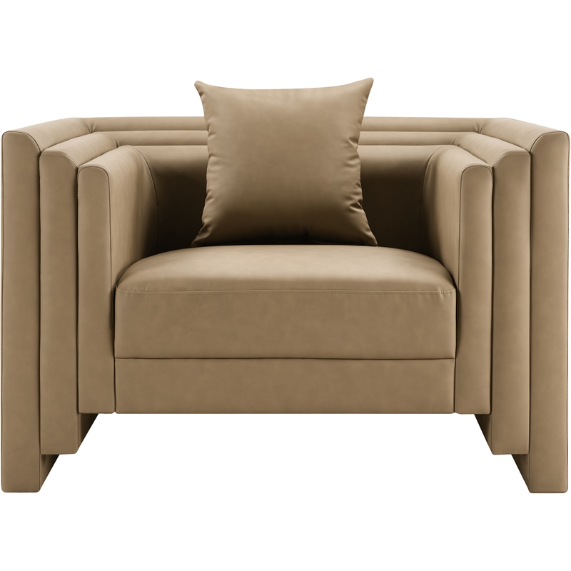 Bowery Hill Contemporary Tan Vegan Leather Upholstered Chair
