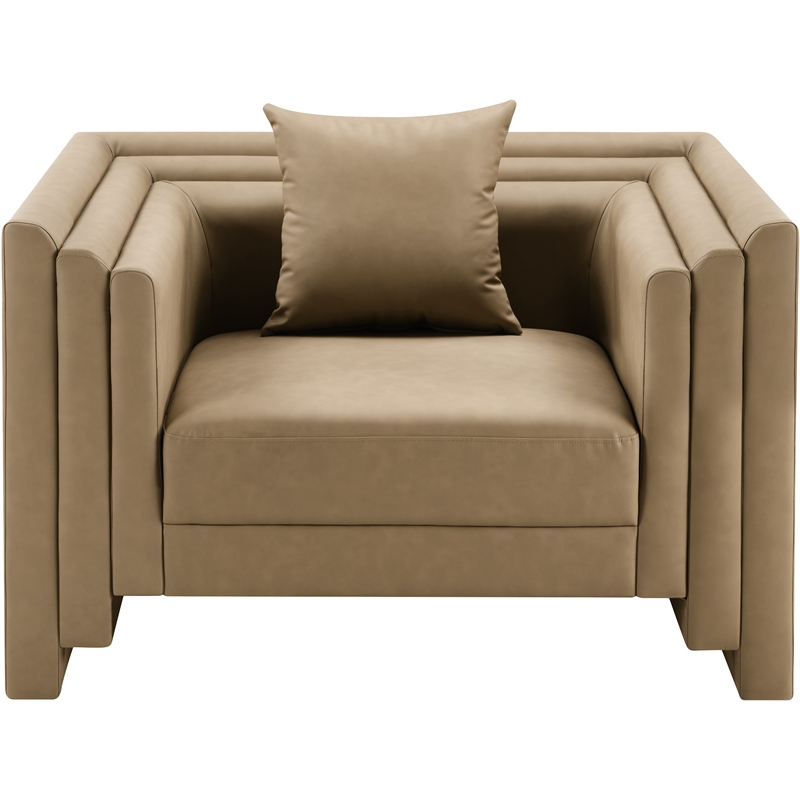 Bowery Hill Contemporary Tan Vegan Leather Upholstered Chair