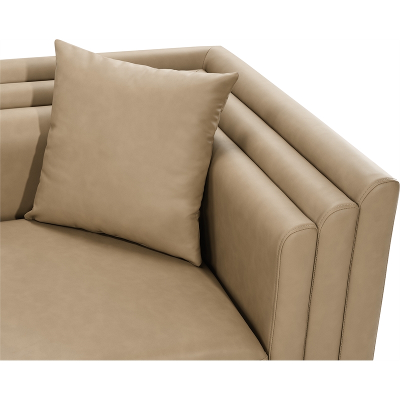 Bowery Hill Contemporary Tan Vegan Leather Upholstered Chair
