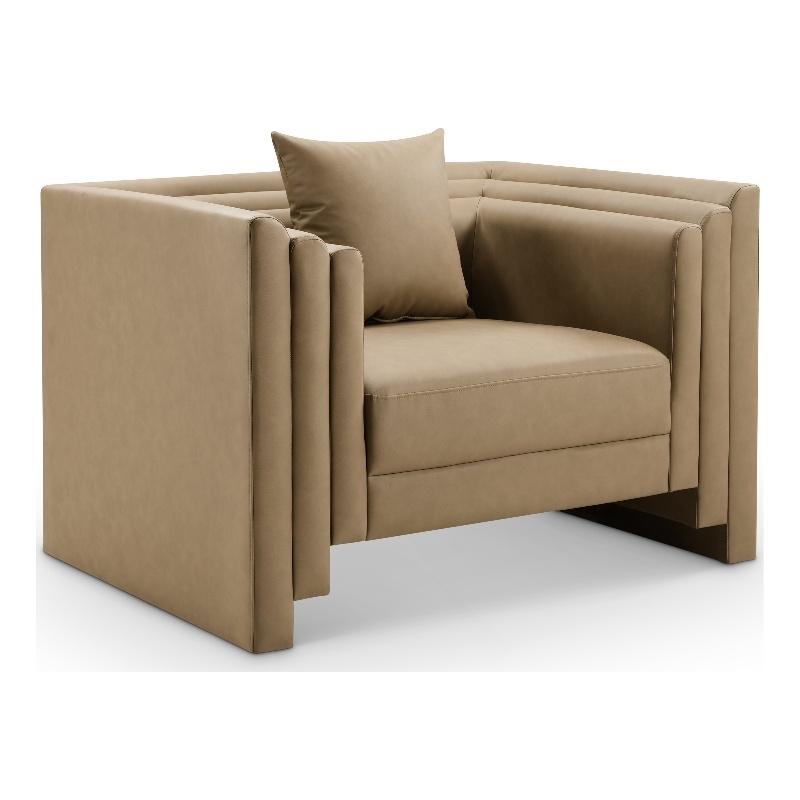 Bowery Hill Contemporary Tan Vegan Leather Upholstered Chair