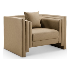 Bowery Hill Contemporary Tan Vegan Leather Upholstered Chair