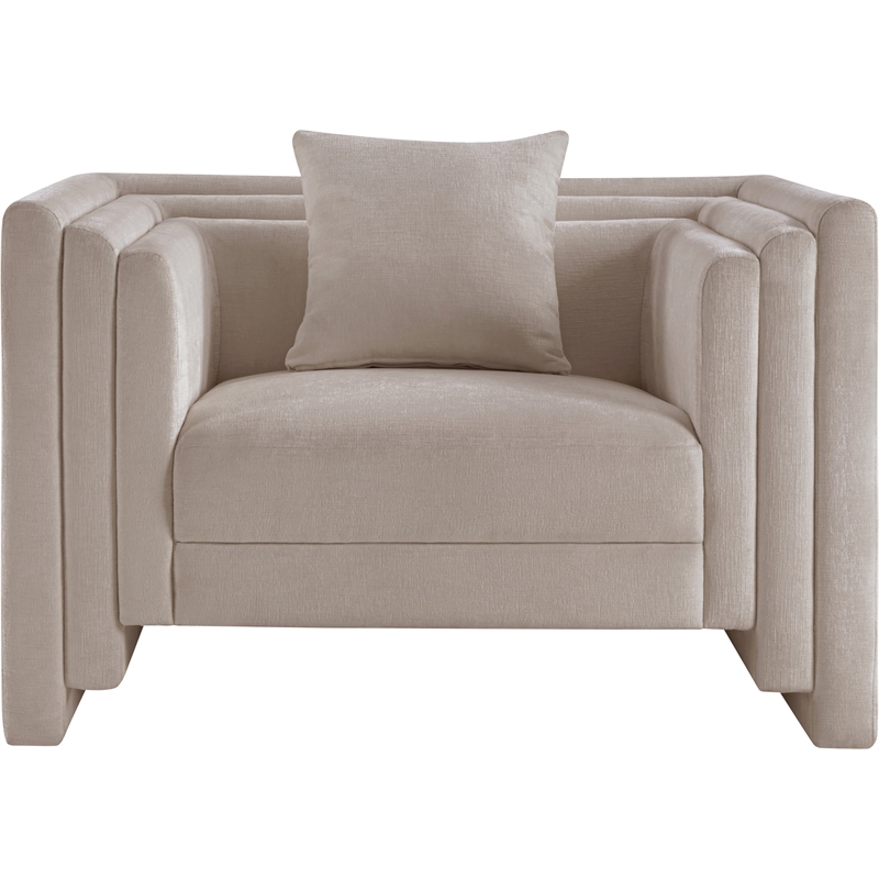 Bowery Hill Contemporary Beige Chenille Fabric Upholstered Chair