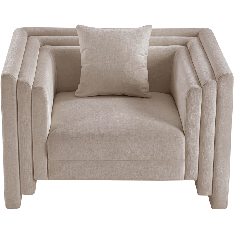 Bowery Hill Contemporary Beige Chenille Fabric Upholstered Chair