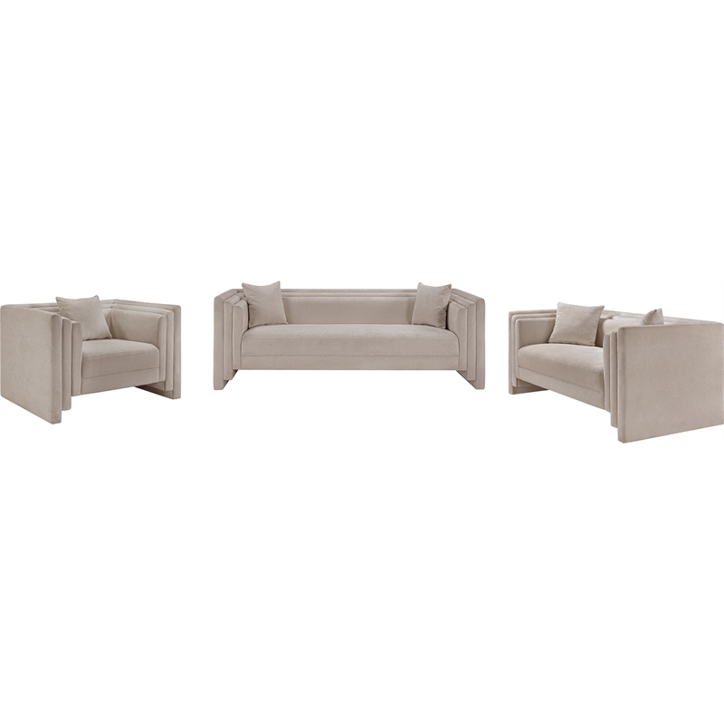 Bowery Hill Contemporary Beige Chenille Fabric Upholstered Chair