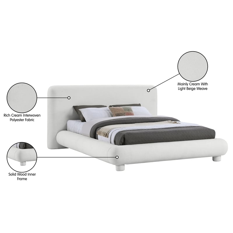 Bowery Hill Contemporary Rich Cream Fabric Upholstered Full Bed