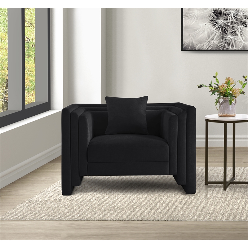 Bowery Hill Contemporary Black Chenille Fabric Upholstered Chair