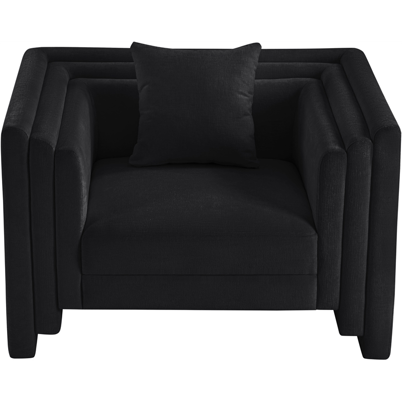 Bowery Hill Contemporary Black Chenille Fabric Upholstered Chair