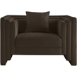 Bowery Hill Contemporary Brown Chenille Fabric Upholstered Chair