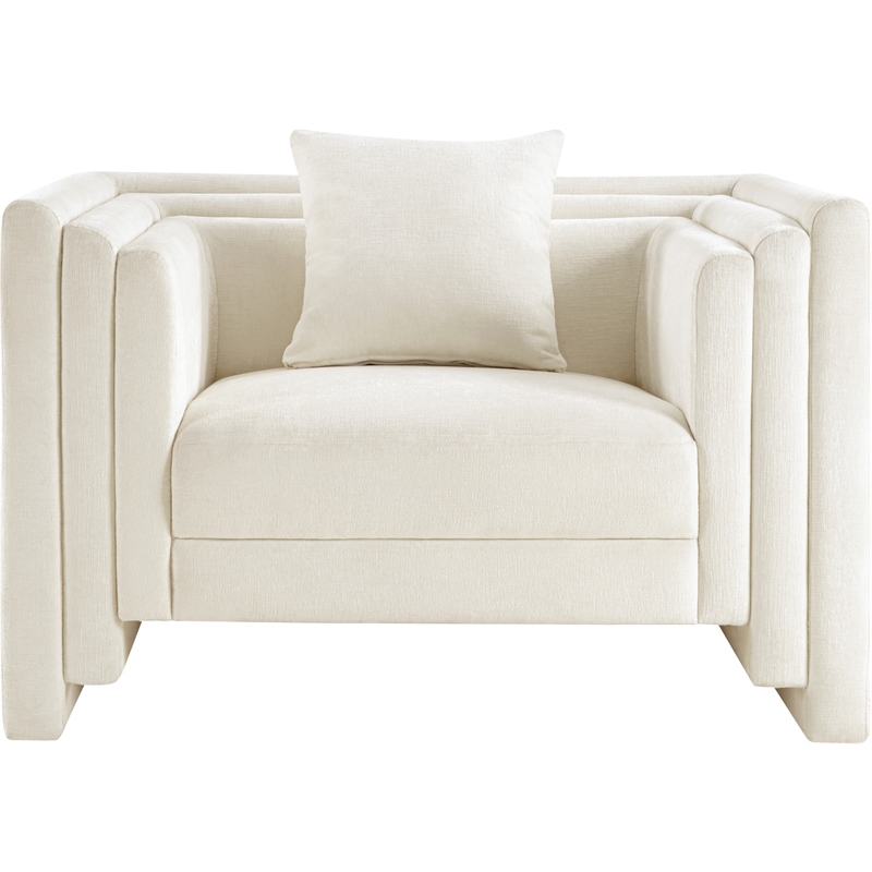 Bowery Hill Contemporary Cream Chenille Fabric Upholstered Chair