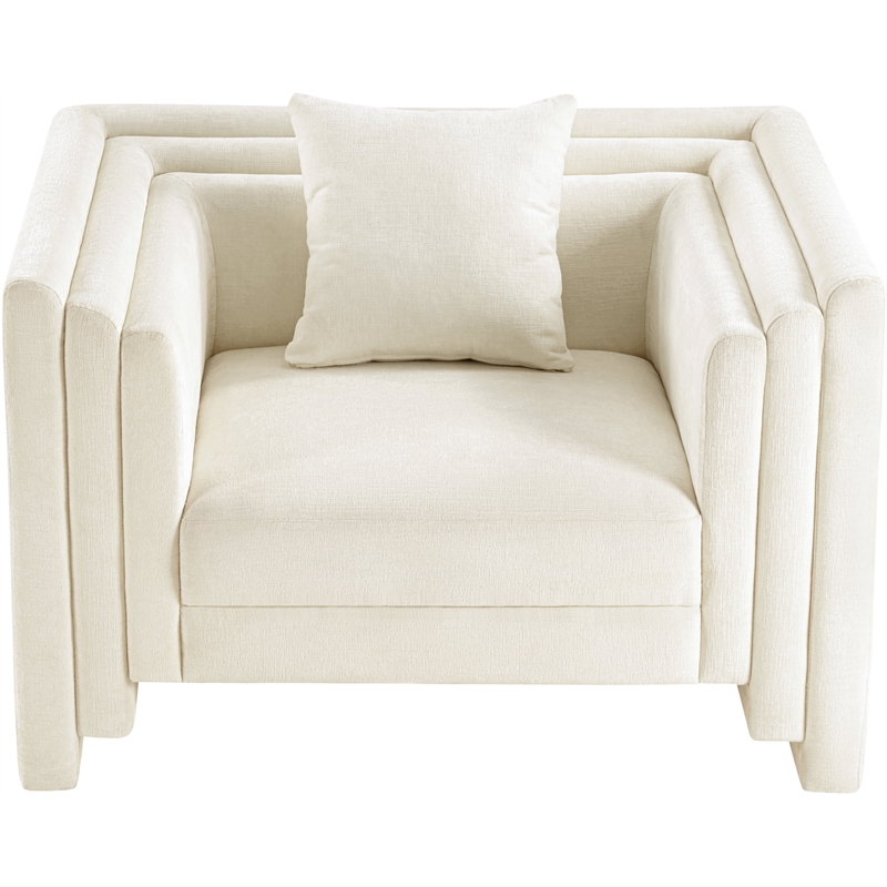 Bowery Hill Contemporary Cream Chenille Fabric Upholstered Chair