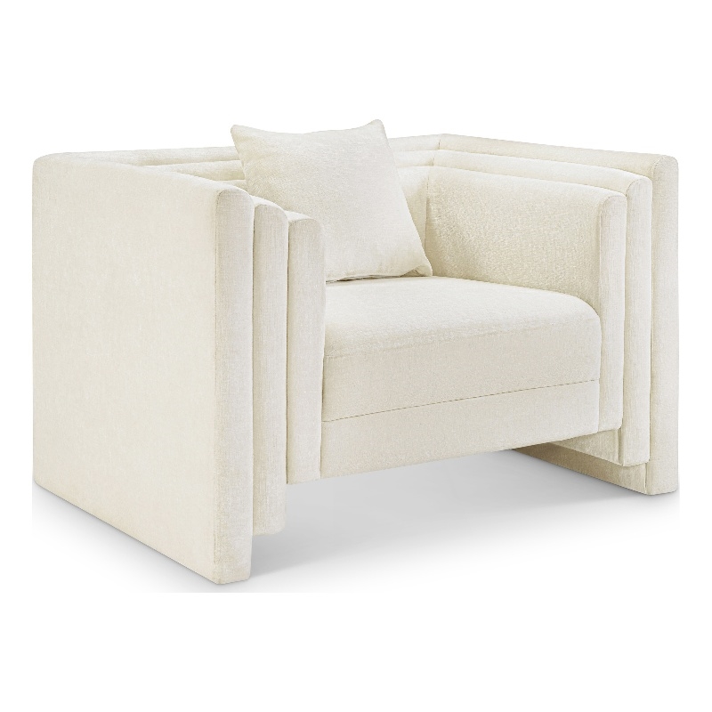 Bowery Hill Contemporary Cream Chenille Fabric Upholstered Chair