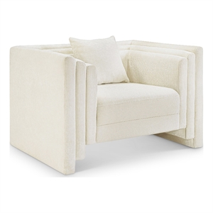 Bowery Hill Contemporary Cream Chenille Fabric Upholstered Chair