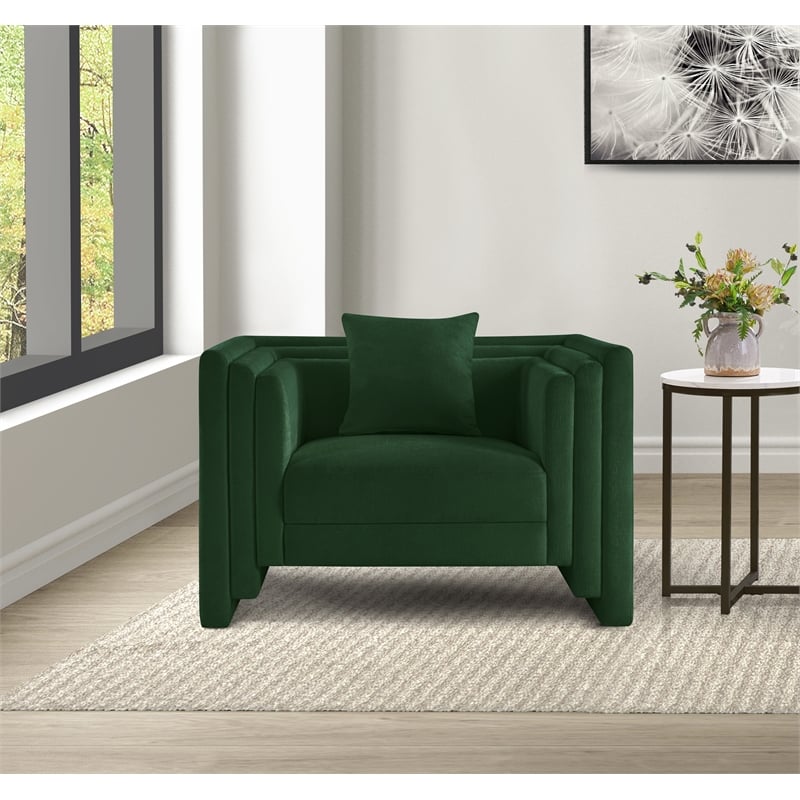 Bowery Hill Contemporary Green Chenille Fabric Upholstered Chair