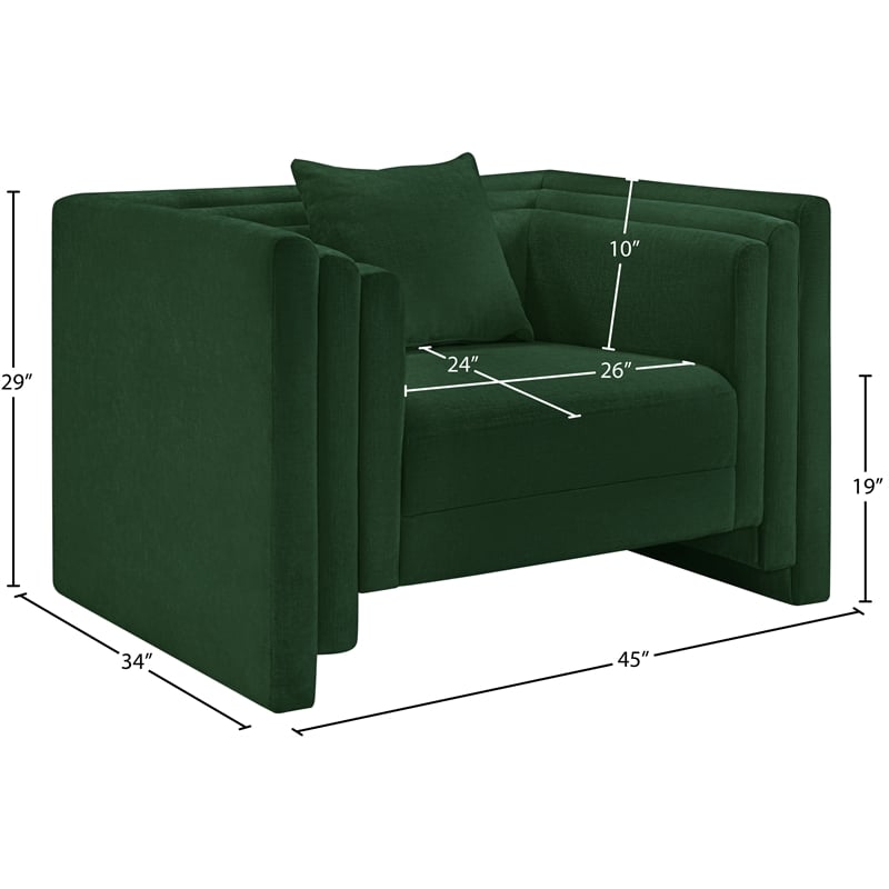 Bowery Hill Contemporary Green Chenille Fabric Upholstered Chair