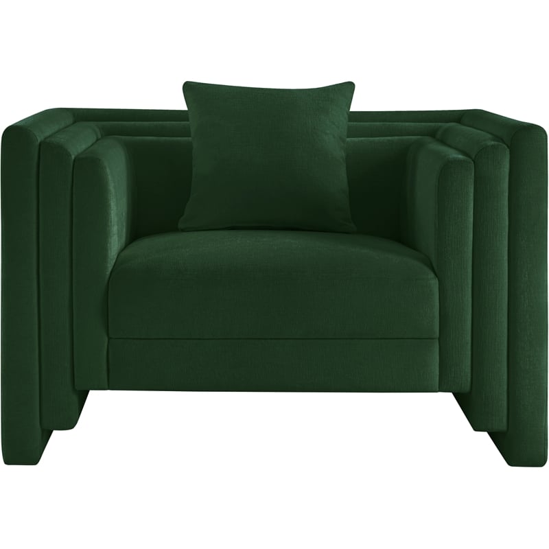 Bowery Hill Contemporary Green Chenille Fabric Upholstered Chair