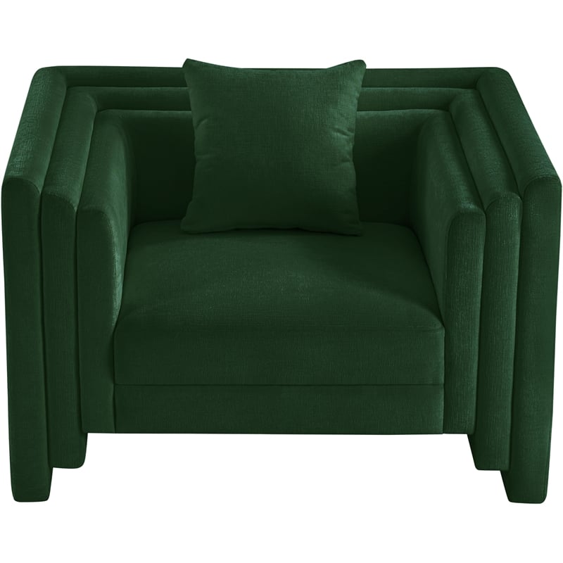 Bowery Hill Contemporary Green Chenille Fabric Upholstered Chair