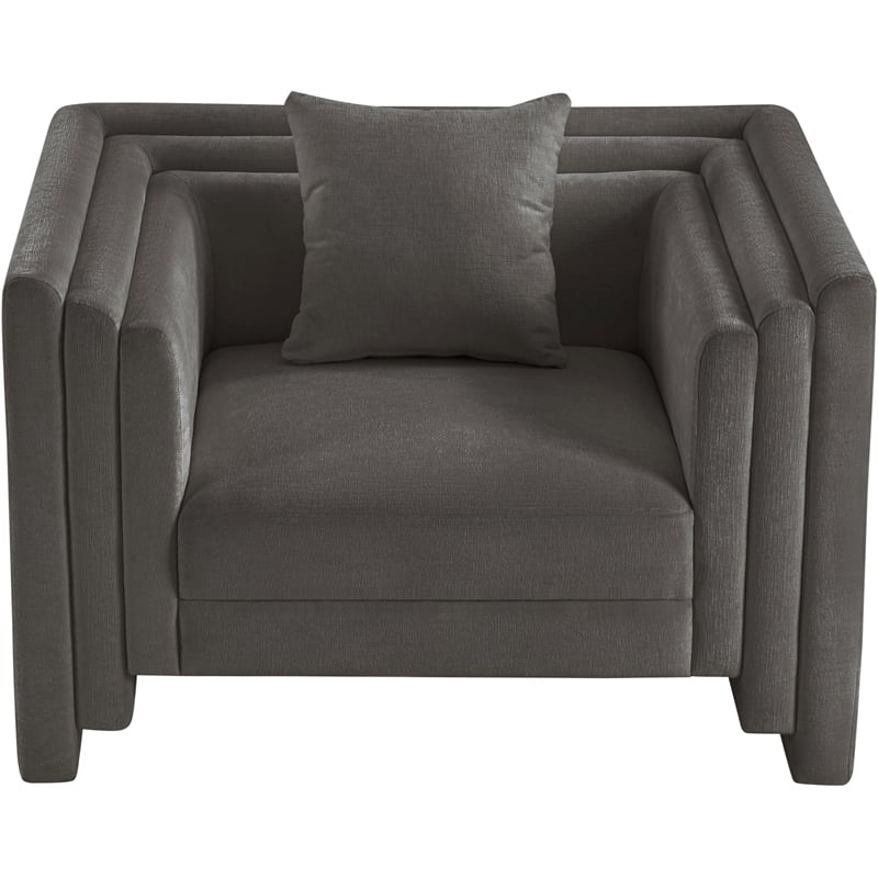 Bowery Hill Contemporary Grey Chenille Fabric Upholstered Chair