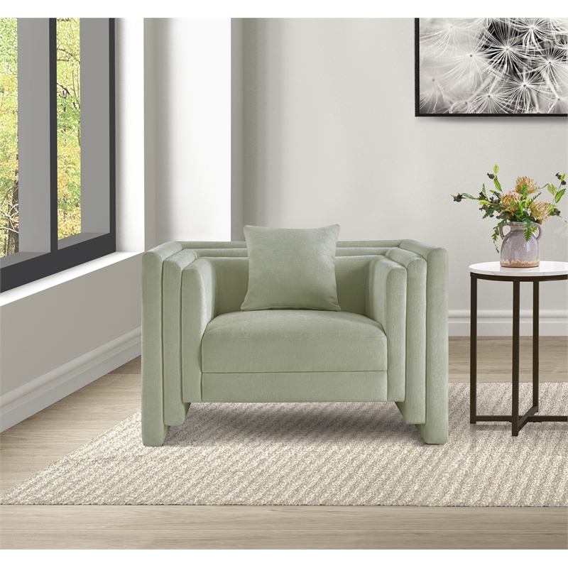 Bowery Hill Contemporary Mint Chenille Fabric Upholstered Chair
