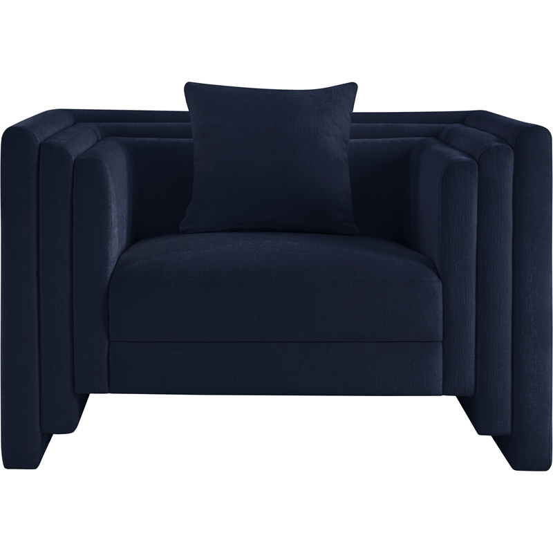 Bowery Hill Contemporary Navy Chenille Fabric Upholstered Chair