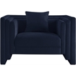 Bowery Hill Contemporary Navy Chenille Fabric Upholstered Chair