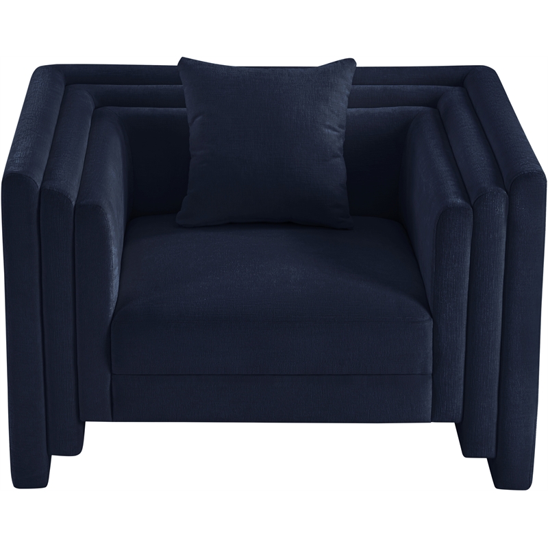 Bowery Hill Contemporary Navy Chenille Fabric Upholstered Chair