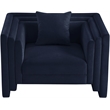 Bowery Hill Contemporary Navy Chenille Fabric Upholstered Chair