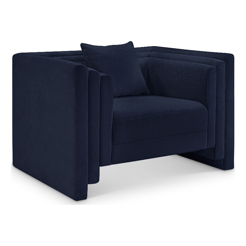 Bowery Hill Contemporary Navy Chenille Fabric Upholstered Chair