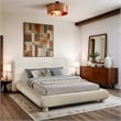 Bowery Hill Contemporary Cream Chenille Fabric Upholstered Full Bed